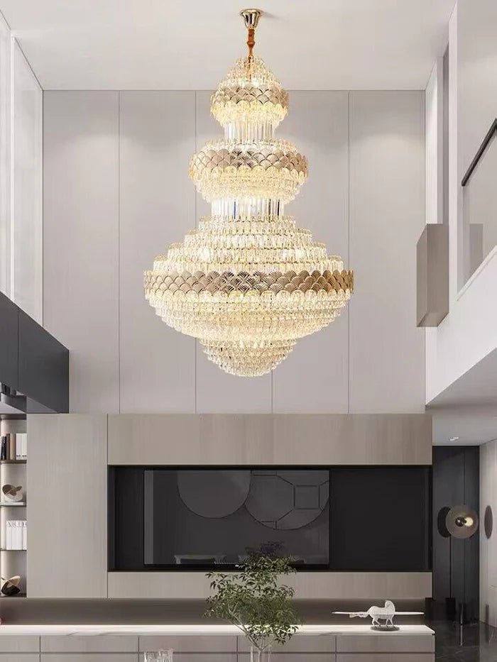 Extra Large Multi - layers Gold Luxury Crystal Chandelier Modern Empire Decrative Crystal Light For Living Room/Foyer/Staircase - Blushlighting