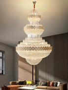 Extra Large Multi - layers Gold Luxury Crystal Chandelier Modern Empire Decrative Crystal Light For Living Room/Foyer/Staircase - Blushlighting