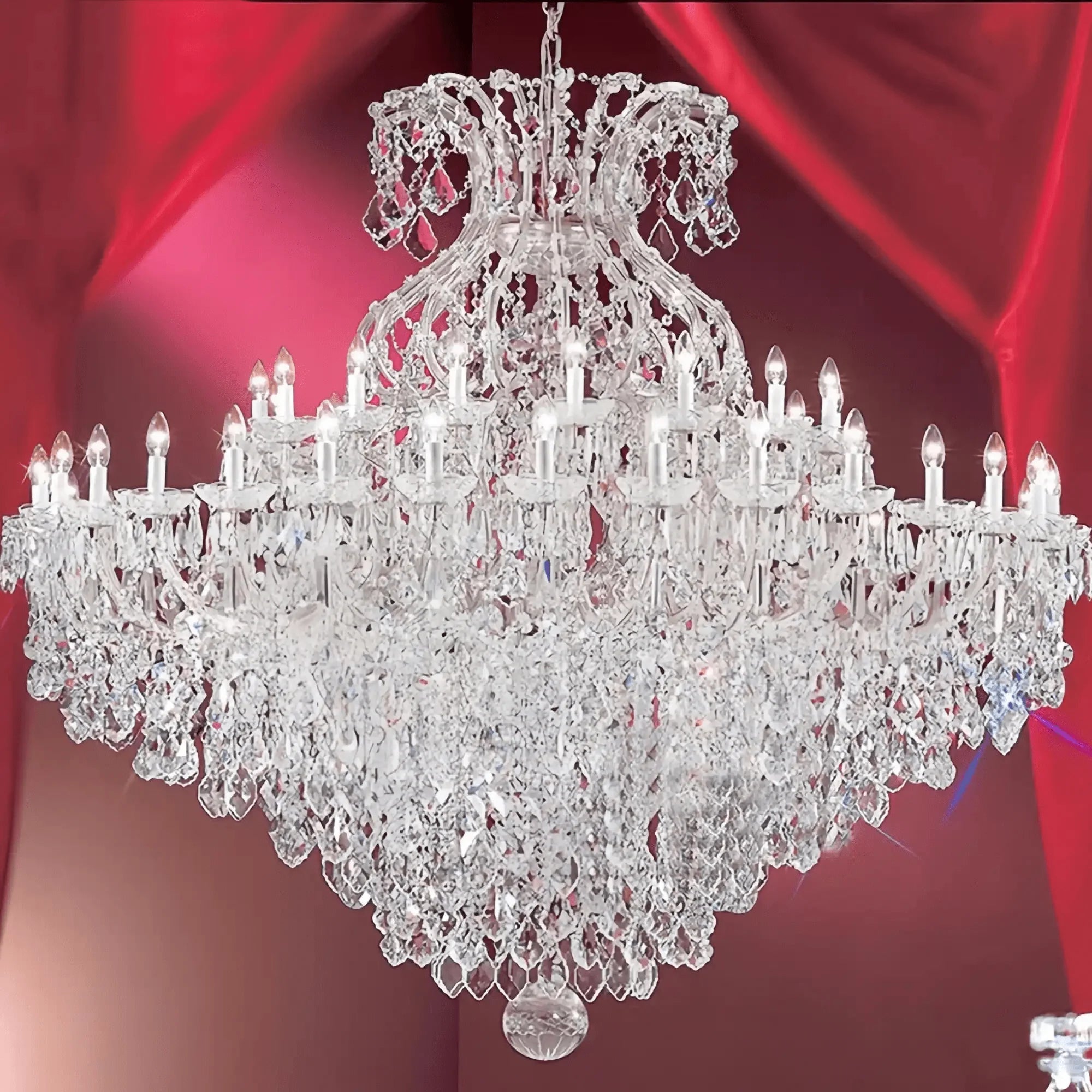 Extra Large Multi - layers Luxury Candle Branch Crystal Chandelier - 3 Layers: D61.0"*H63.0"GoldWarm LightBlushlighting