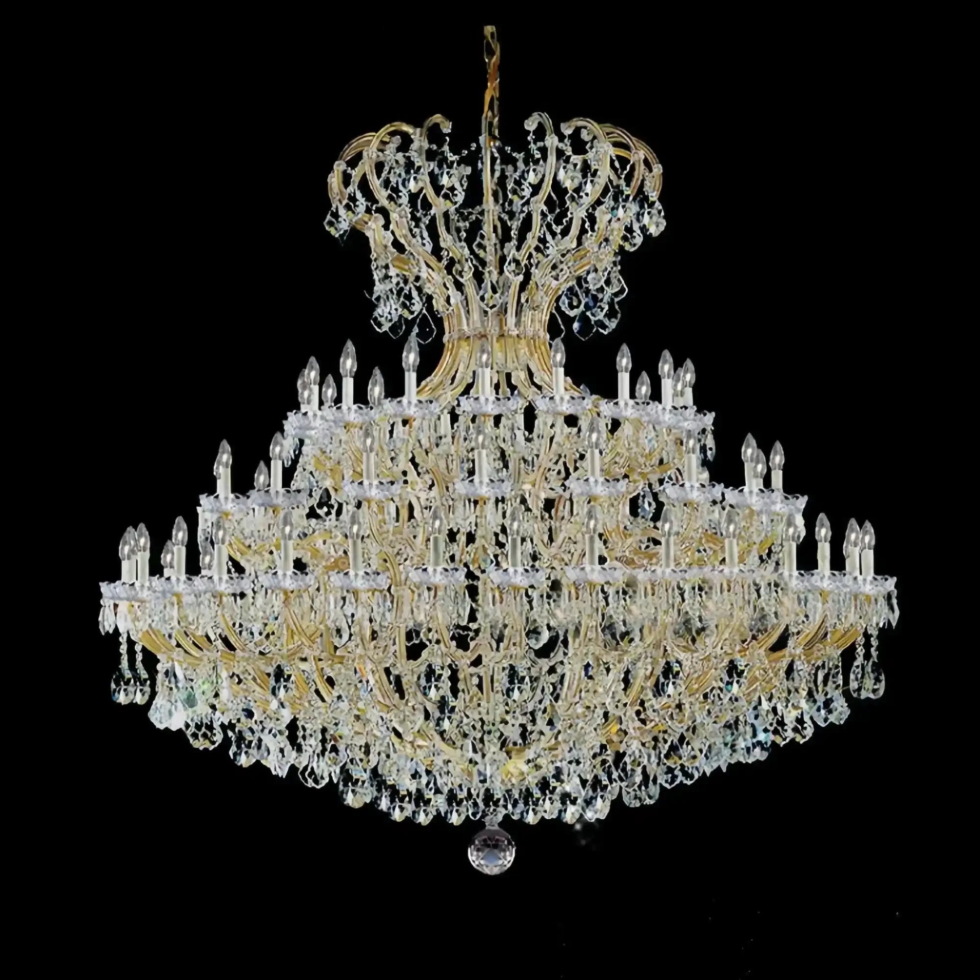Extra Large Multi - layers Luxury Candle Branch Crystal Chandelier - 3 Layers: D61.0"*H63.0"GoldWarm LightBlushlighting