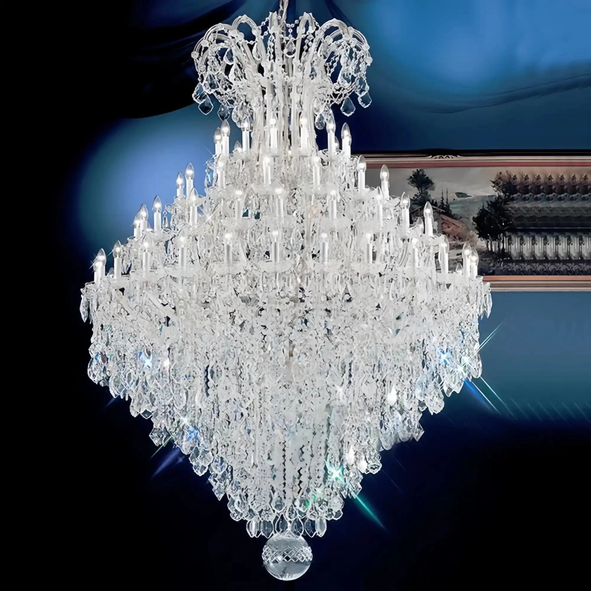 Extra Large Multi - layers Luxury Candle Branch Crystal Chandelier - 3 Layers: D61.0"*H63.0"GoldWarm LightBlushlighting