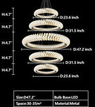 Extra Large Multi - layers Rings Crystal Chandelier Modern Art Waves Creative Pendant Light For High - ciling Foyer/Hallway/Staircase - 4 Layers:D39.4"GoldWarm LightBlushlighting