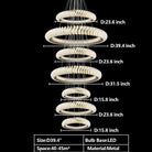Extra Large Multi - layers Rings Crystal Chandelier Modern Art Waves Creative Pendant Light For High - ciling Foyer/Hallway/Staircase - 4 Layers:D39.4"GoldWarm LightBlushlighting