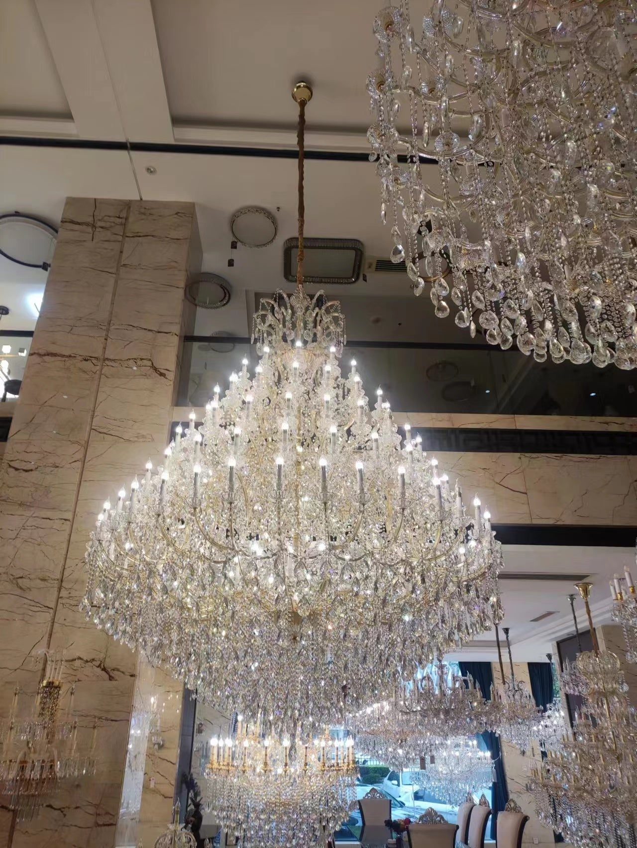 Extra Large Multi - tiered Candle Light Crystal Chandelier for Hotel/Restaurant - 105 Lights/D78.7"*H102.4"/241kgChromeWhite LightBlushlighting