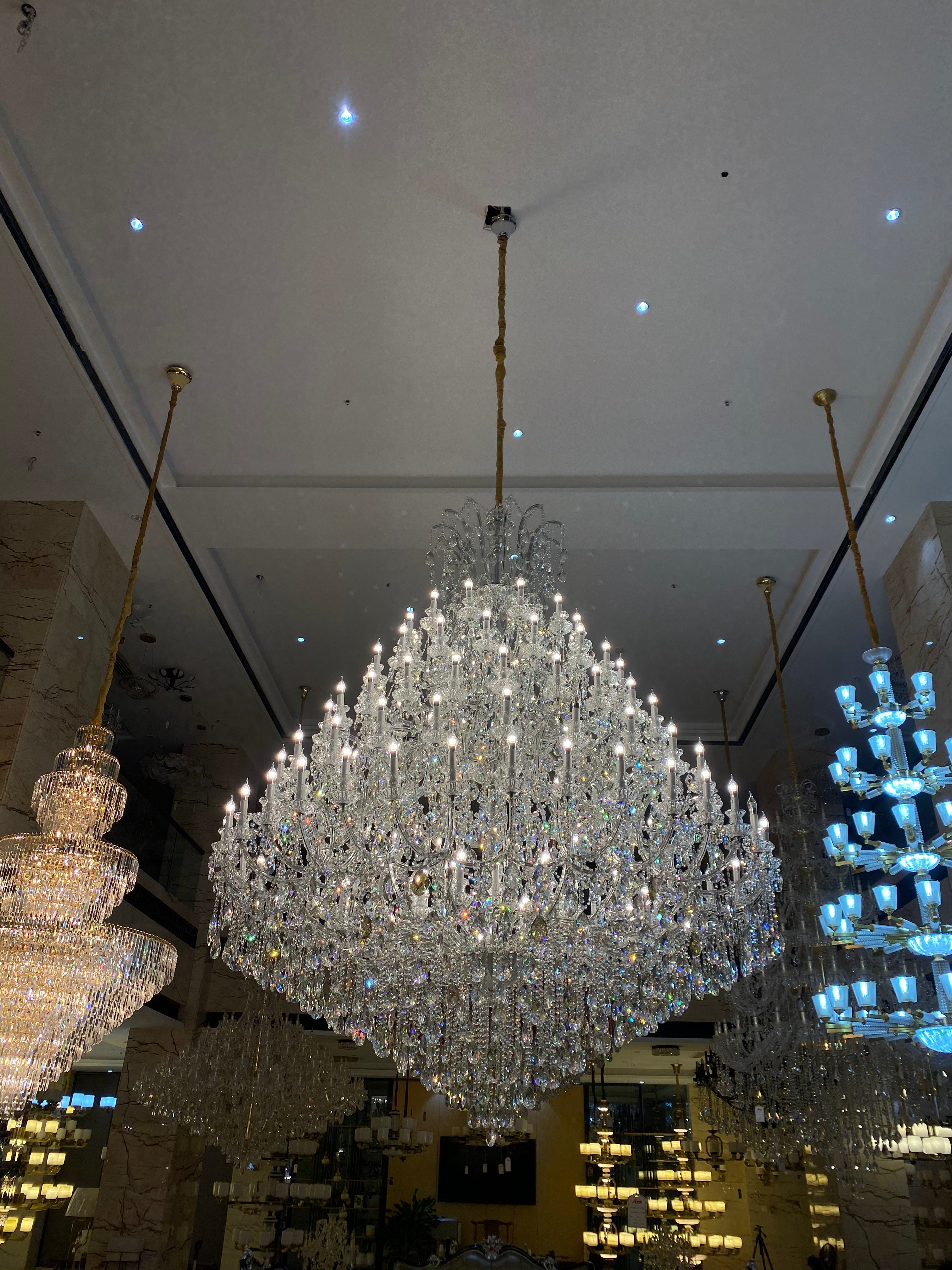 Extra Large Multi - tiered Candle Light Crystal Chandelier for Hotel/Restaurant - 105 Lights/D78.7"*H102.4"/241kgChromeWhite LightBlushlighting