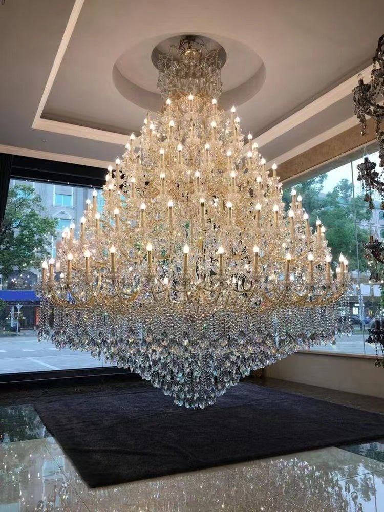 Extra Large Multi - tiered Candle Light Crystal Chandelier for Hotel/Restaurant - 105 Lights/D78.7"*H102.4"/241kgChromeWhite LightBlushlighting