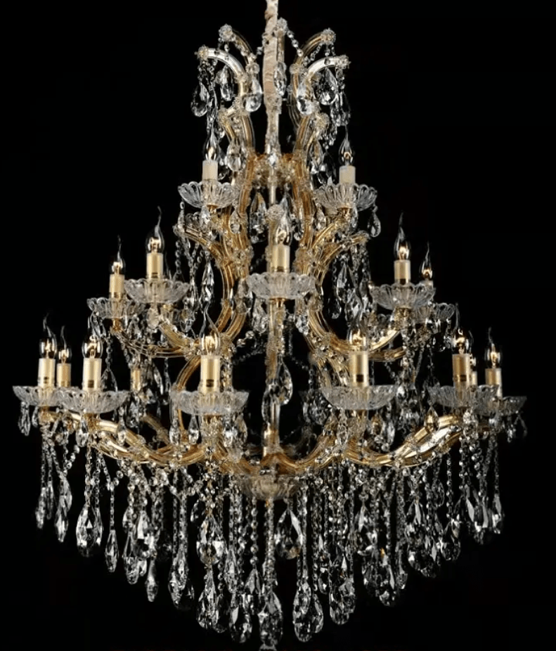 Extra Large Multi - tiered Candle Light Crystal Chandelier for Hotel/Restaurant - 24 Lights/D39.4"*H51.2"/50kgGoldWhite LightBlushlighting
