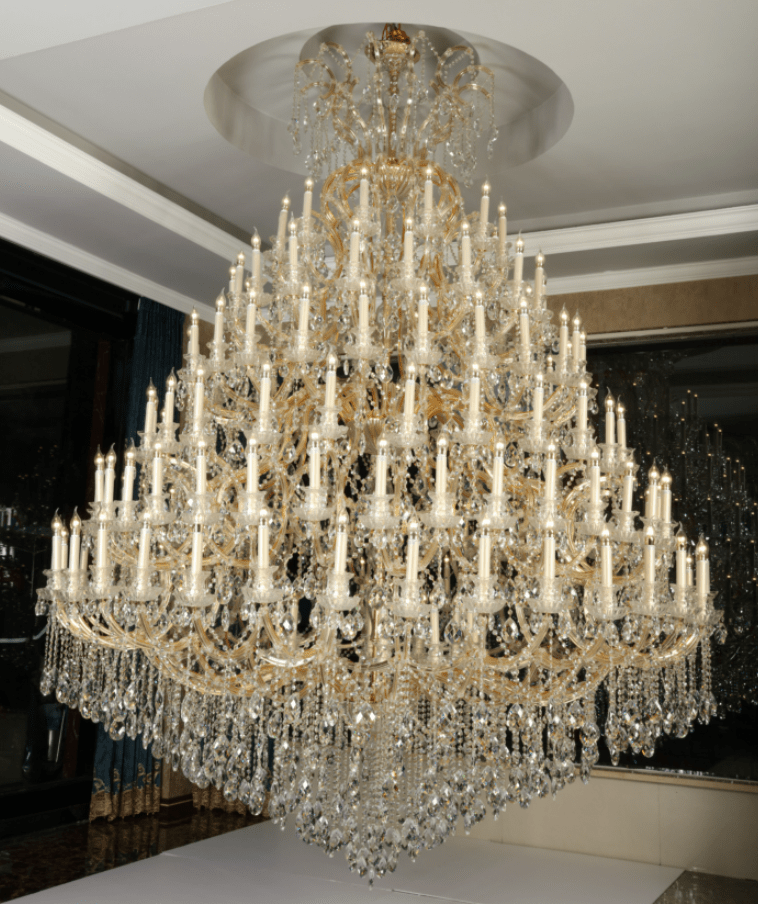 Extra Large Multi - tiered Candle Light Crystal Chandelier for Hotel/Restaurant - 186 Lights/D118.1"*H157.5"/580kgGoldWarm LightBlushlighting
