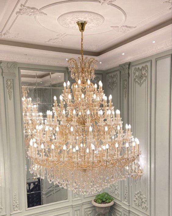 Extra Large Multi - tiered Candle Light Crystal Chandelier for Hotel/Restaurant - 294 Lights/D157.5"*H196.9"/1009kgGoldWarm LightBlushlighting