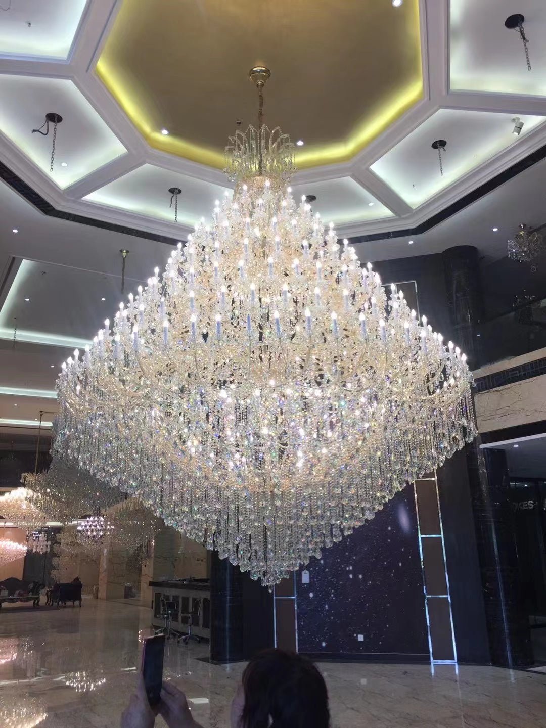 Extra Large Multi - tiered Candle Light Crystal Chandelier for Hotel/Restaurant - 294 Lights/D157.5"*H196.9"/1009kgGoldWarm LightBlushlighting