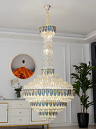 Multi-layer chandelier adding luxury to foyer interior design