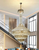 Extra Large Multi - tiered Empire Conical Funnel Crystal Chandelier for Big Hallway/Foyer/Staircase - D31.5"*H55.1"Smoky GrayWarm LightBlushlighting