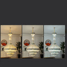 Extra Large Multi - tiered Empire Conical Funnel Crystal Chandelier for Big Hallway/Foyer/Staircase - D31.5"*H55.1"Smoky GrayWarm LightBlushlighting