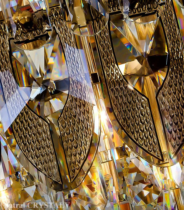 Close-up view of crystal rods and metal frame