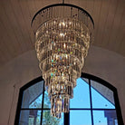 Extra Large Multi - Tiered Spiral Crystal Chandelier In Black Finish - D31.5"*H37.4"BlackWarm LightBlushlighting