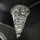 Extra Large Multi - Tiered Spiral Crystal Chandelier In Black Finish - D31.5"*H37.4"BlackWarm LightBlushlighting