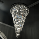 Extra Large Multi-Tiered Spiral Crystal Chandelier In Black Finish-Chandeliers-Blushlighting-Blushlighting