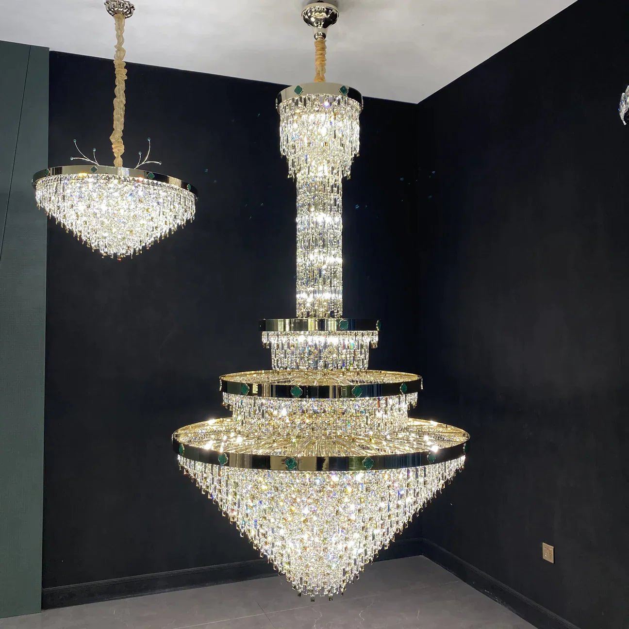 Extra Large New 3-layers Conical Creative Crystal Chandelier For High-ceiling Foyer/Hallway/Entryway-Chandeliers-Blushlighting-Blushlighting