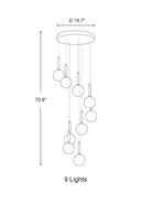 Extra Large Nordic Minimalist Long Pendant Light for Spiral Staircase/High - ceiling Room - 6 Lights/D15.7"*H59"BlackWarm LightBlushlighting