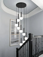 Extra Large Nordic Minimalist Long Pendant Light for Spiral Staircase/High - ceiling Room - 6 Lights/D15.7"*H59"BlackWarm LightBlushlighting