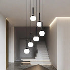 Extra Large Nordic Minimalist Long Pendant Light for Spiral Staircase/High - ceiling Room - 6 Lights/D15.7"*H59"BlackWarm LightBlushlighting