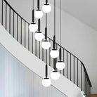 Extra Large Nordic Minimalist Long Pendant Light for Spiral Staircase/High - ceiling Room - 6 Lights/D15.7"*H59"BlackWarm LightBlushlighting
