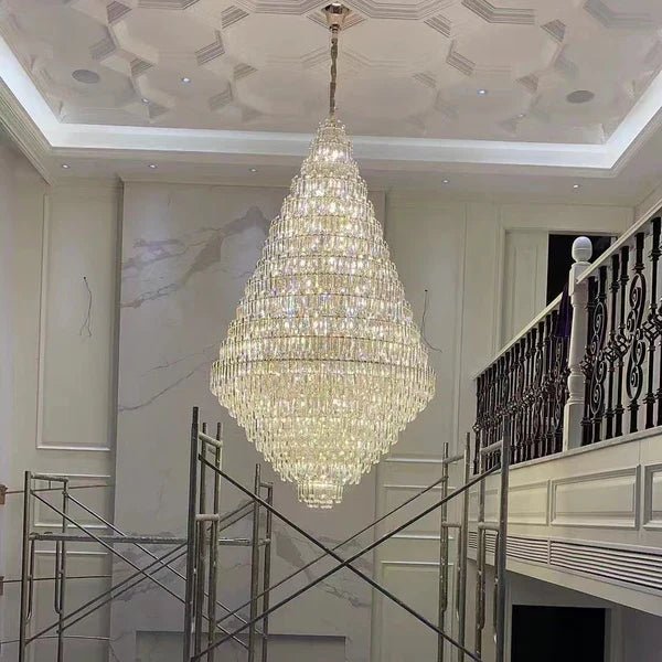 Extra Large Oversized Multi - tiered Crystal Chandelier - D23.6" *H35.4"Champagne GoldBlushlighting