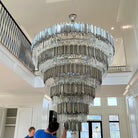 Extra Large Round Cone Tiered Crystal Chandelier for Foyer/Enterway/Living Room - Blushlighting