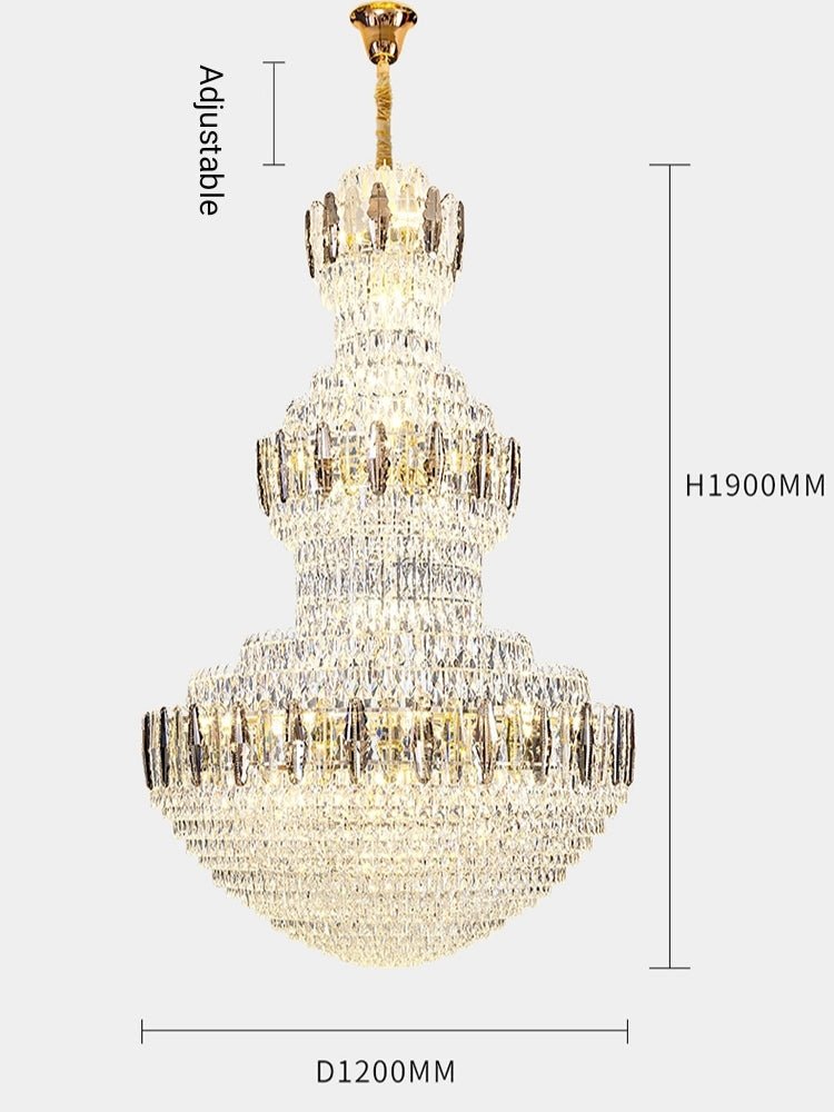 Extra Large Round Crystal Chandelier Luxury Foyer High Ceiling Light Fixture For Living Room/ Hotel Hall Entrance - D39.4"*H63"/ 30 LightsWhite LightBlushlighting