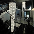 Extra Large Spiral Tiered Long Crystal Chandelier Luxury Crystal Tassel Light Fixture For Staircase/Entryway - D59.1"*H118.1"GoldBlushlighting