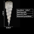 Extra Large Spiral Tiered Long Crystal Chandelier Luxury Crystal Tassel Light Fixture For Staircase/Entryway - D31.5"*H70.9"GoldBlushlighting