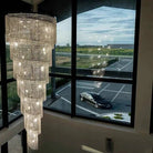 Extra Large Spiral Tiered Long Crystal Chandelier Luxury Crystal Tassel Light Fixture For Staircase/Entryway - D59.1"*H118.1"GoldBlushlighting