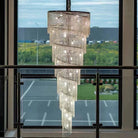 Extra Large Spiral Tiered Long Crystal Chandelier Luxury Crystal Tassel Light Fixture For Staircase/Entryway - D47.2"*H98.4"GoldBlushlighting