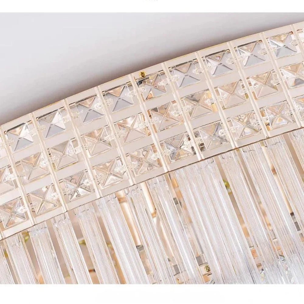 Extra Large Three Layers Round Luxury Flush Mounted Crystal Chandelier for Living Room - D31.5"*H14.2"Warm LightBlushlighting