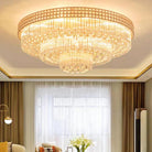 Extra Large Three Layers Round Luxury Flush Mounted Crystal Chandelier for Living Room - Blushlighting