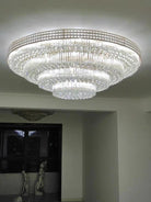 Extra Large Three Layers Round Luxury Flush Mounted Crystal Chandelier for Living Room - Blushlighting