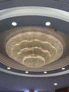 Extra Large Three Layers Round Luxury Flush Mounted Crystal Chandelier for Living Room - D31.5"*H14.2"Warm LightBlushlighting