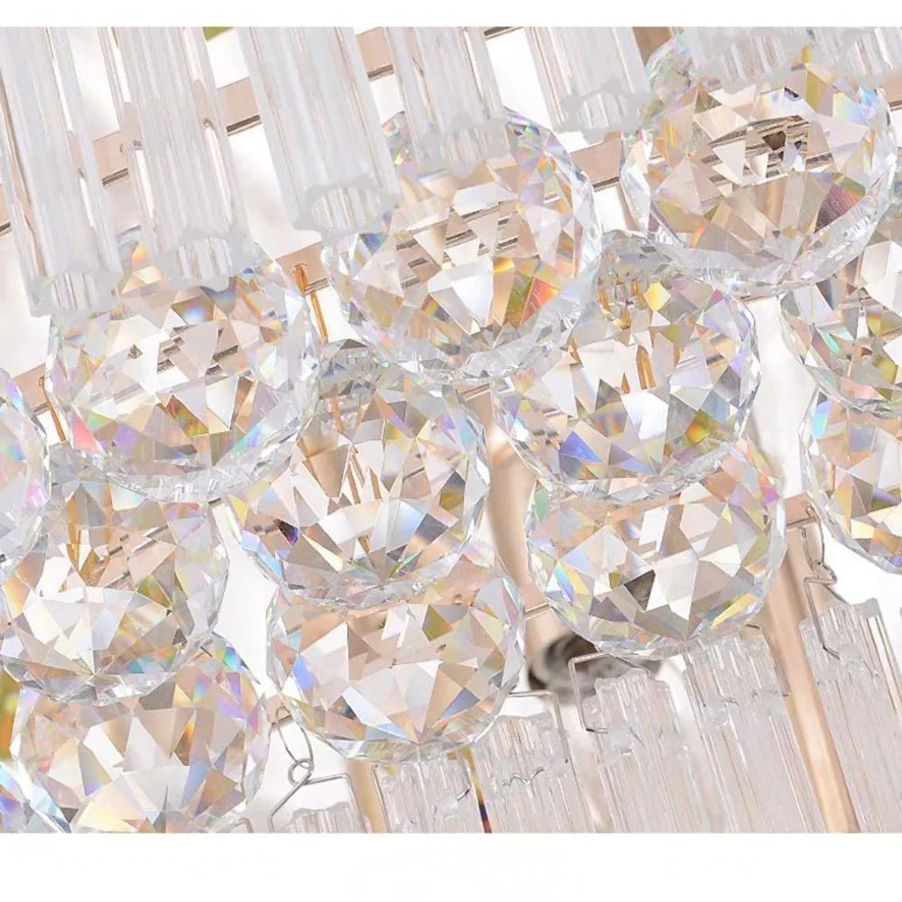 Extra Large Three Layers Round Luxury Flush Mounted Crystal Chandelier for Living Room - D31.5"*H14.2"Warm LightBlushlighting