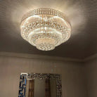 Extra Large Three Layers Round Luxury Flush Mounted Crystal Chandelier for Living Room-Merlin Lamps-D31.5"*H14.2"-Warm Light-Brass-merlinlamps