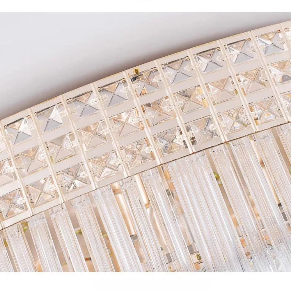 Extra Large Three Layers Round Luxury Flush Mounted Crystal Chandelier for Living Room-Merlin Lamps-D31.5"*H14.2"-Warm Light-Brass-merlinlamps