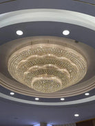 Extra Large Three Layers Round Luxury Flush Mounted Crystal Chandelier for Living Room-Merlin Lamps-D59.1"*H14.2"-Warm Light-Brass-merlinlamps