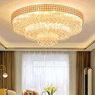 Extra Large Three Layers Round Luxury Flush Mounted Crystal Chandelier for Living Room - Blushlighting