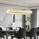 Extra Large Tiers Modern Stainless Steel Oval Chandelier for Dining Room/Kitchen Island/Big Entrys - L47.2"*H4.7"Blushlighting