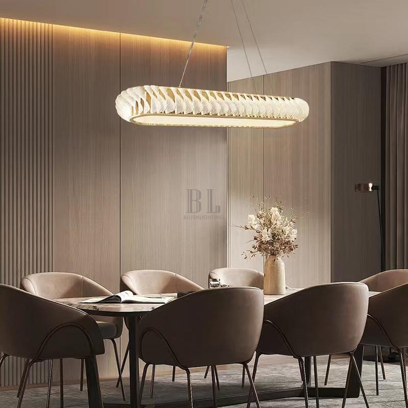 Extra Large Tiers Modern Stainless Steel Oval Chandelier for Dining Room/Kitchen Island/Big Entrys - L47.2"*H4.7"Blushlighting