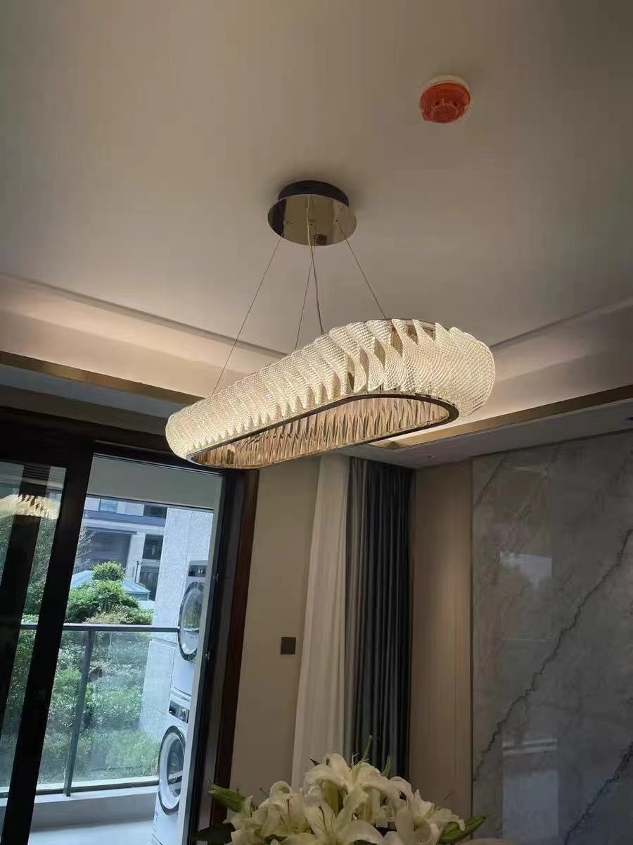 Extra Large Tiers Modern Stainless Steel Oval Chandelier for Dining Room/Kitchen Island/Big Entrys - L47.2"*H4.7"Blushlighting