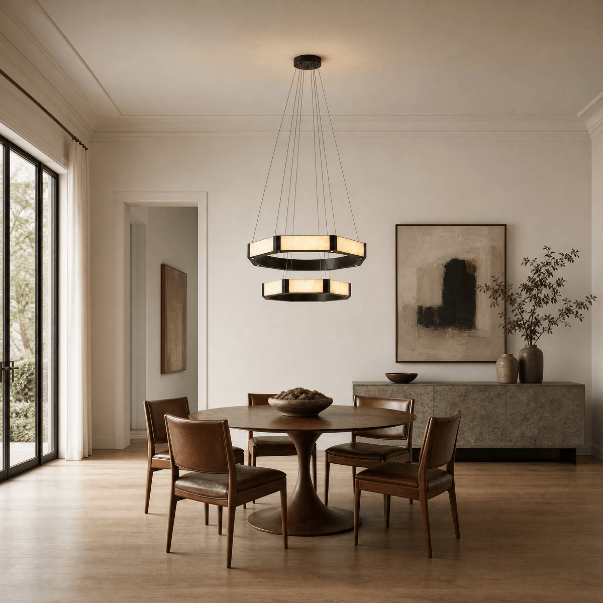 Facetra Hexagonal Black Ring Chandelier - D600Blushlighting