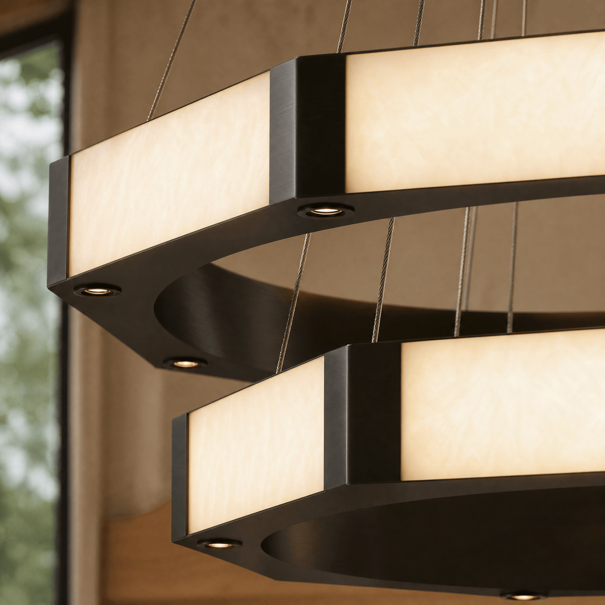 Facetra Hexagonal Black Ring Chandelier - D600Blushlighting