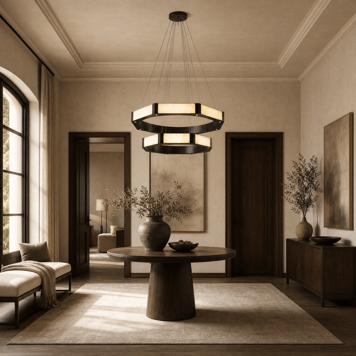 Facetra Hexagonal Black Ring Chandelier - D600Blushlighting