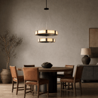 Facetra Hexagonal Black Ring Chandelier - D600Blushlighting