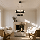 Facetra Hexagonal Black Ring Chandelier - D600Blushlighting